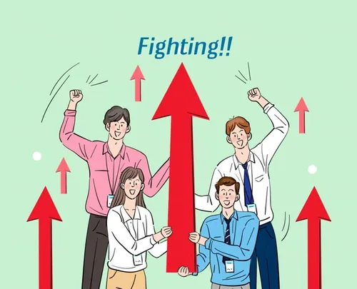团队加油鼓劲团结合作企业文化宣传矢量插画人物素材 Fighting!!