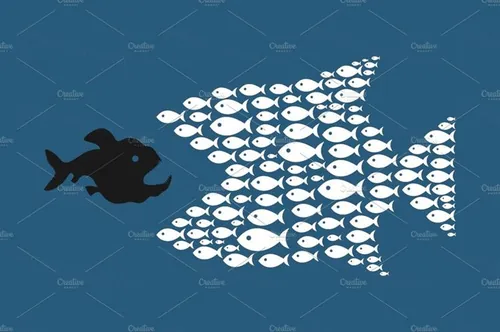 大鱼吃小鱼矢量插图Abstract fish4