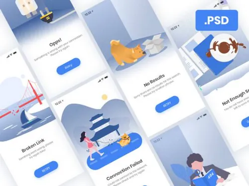 6张错误及空页面矢量插图素材 Error  Empty Illustration