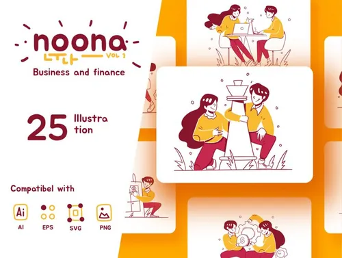 25个独特场景Web插画素材 NOONA