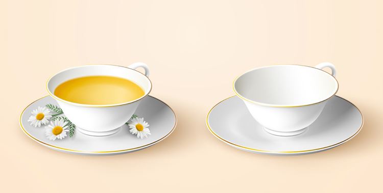 洋甘菊菊花茶杯矢量插画素材