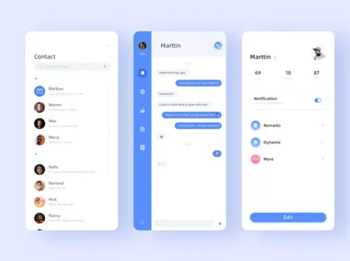 简约现代的聊天APP应用观念UI设计素材 Chat App UI