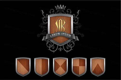 复古维多利亚风格盾牌徽章矢量图案Vintage coat of arms type logo