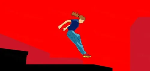 跳跃的女孩矢量插图Girl jumping. Parkour in the city