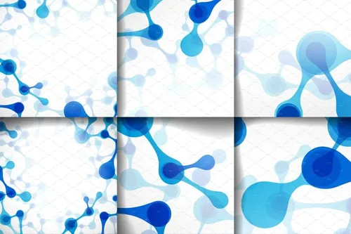 蓝色分子结构图案设计素材Big set with molecular backgrounds.