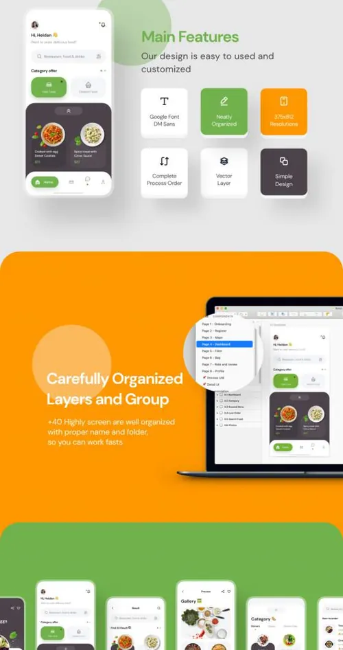 高质量餐厅外卖订购移动APP界面UI素材 Poris App UI K