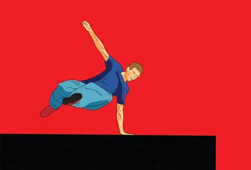 创意时尚男孩跳过障碍物矢量插图Parkour. The man is jumping.