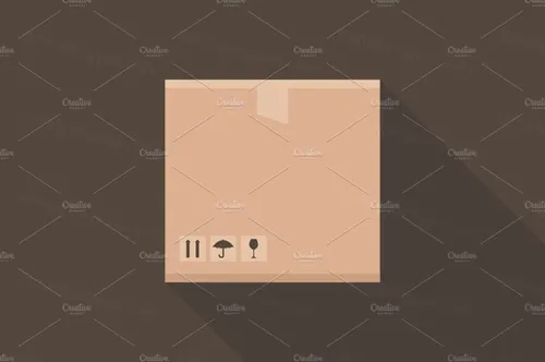 棕色纸箱矢量插画Box flat