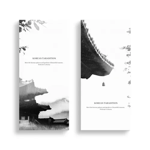 东方中国风日式古代传统建筑风景黑白水墨风简约背景素材