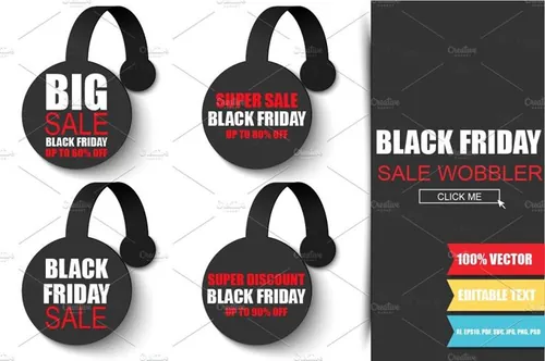 黑色星期五促销标签设计素材Black Friday Sale Wobbler