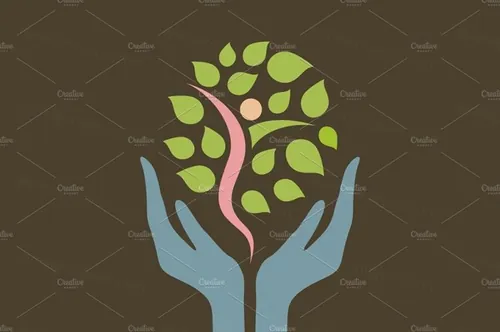 手拿一棵树矢量插画Hand the nature