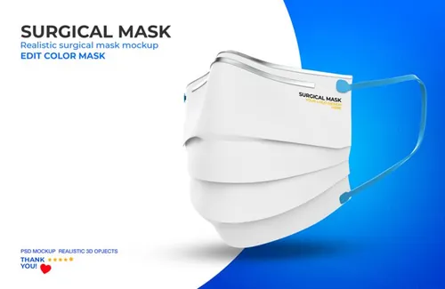 医用级口罩样机PSD模板素材 Surgical mask mockup