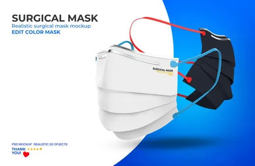 医用级口罩样机PSD模板素材 Surgical mask mockup