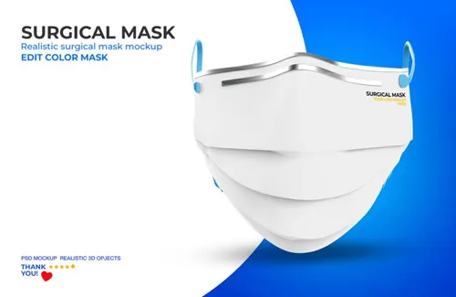 医用级口罩样机PSD模板素材 Surgical mask mockup