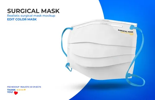医用级口罩样机PSD模板素材 Surgical mask mockup