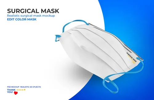 医用级口罩样机PSD模板素材 Surgical mask mockup