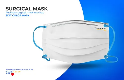 医用级口罩样机PSD模板素材 Surgical mask mockup
