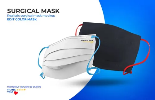 医用级口罩样机PSD模板素材 Surgical mask mockup