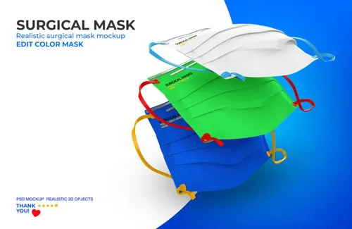 医用级口罩样机PSD模板素材 Surgical mask mockup
