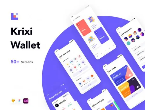 移动加密钱包银行卡管理在线支付界面UI素材 Krixi Wallet