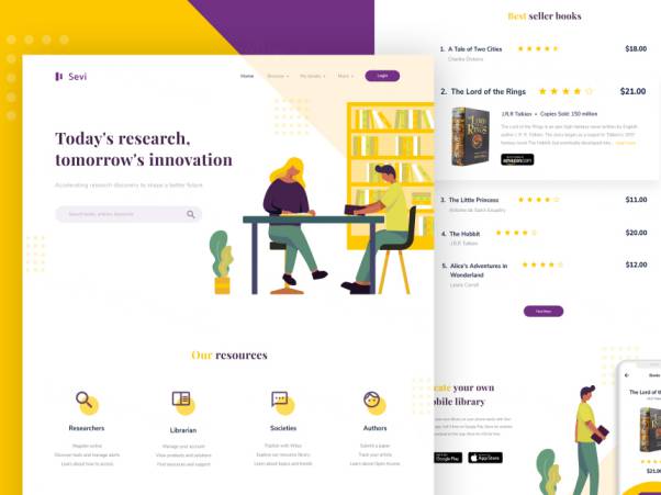 在线书店电商销售平台首页设计PSD模板 Online library