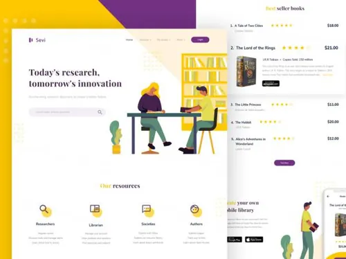 在线书店电商销售平台首页设计PSD模板 Online library