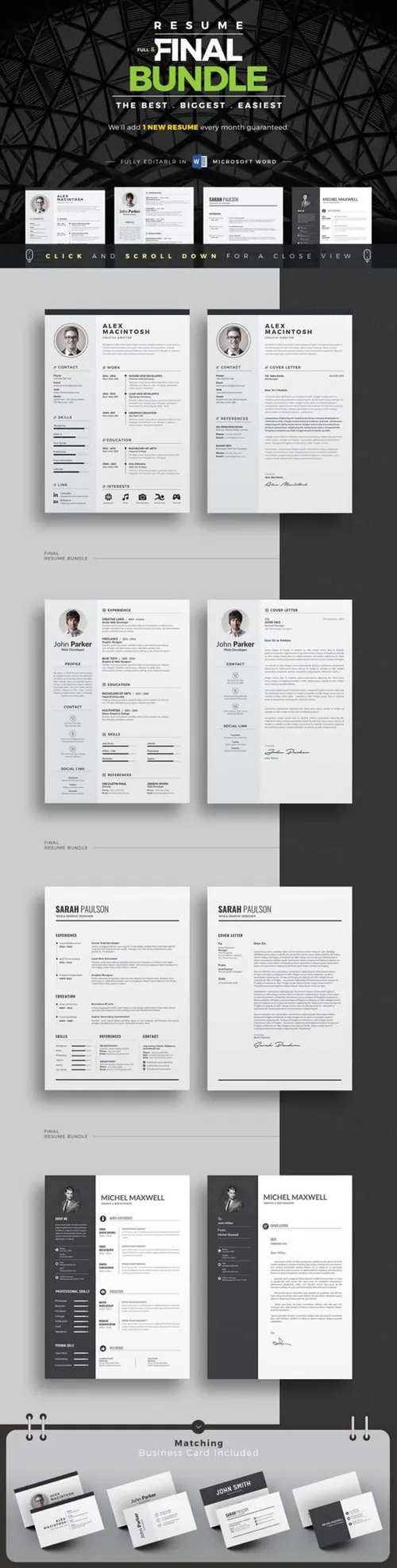 高逼格多职业通用简历模板合集包 Resume/CV Full  Final Bundle