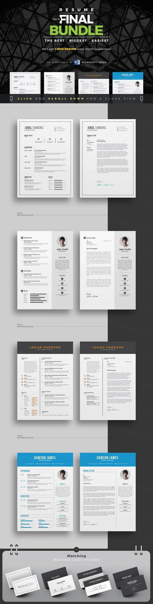 高逼格多职业通用简历模板合集包 Resume/CV Full  Final Bundle