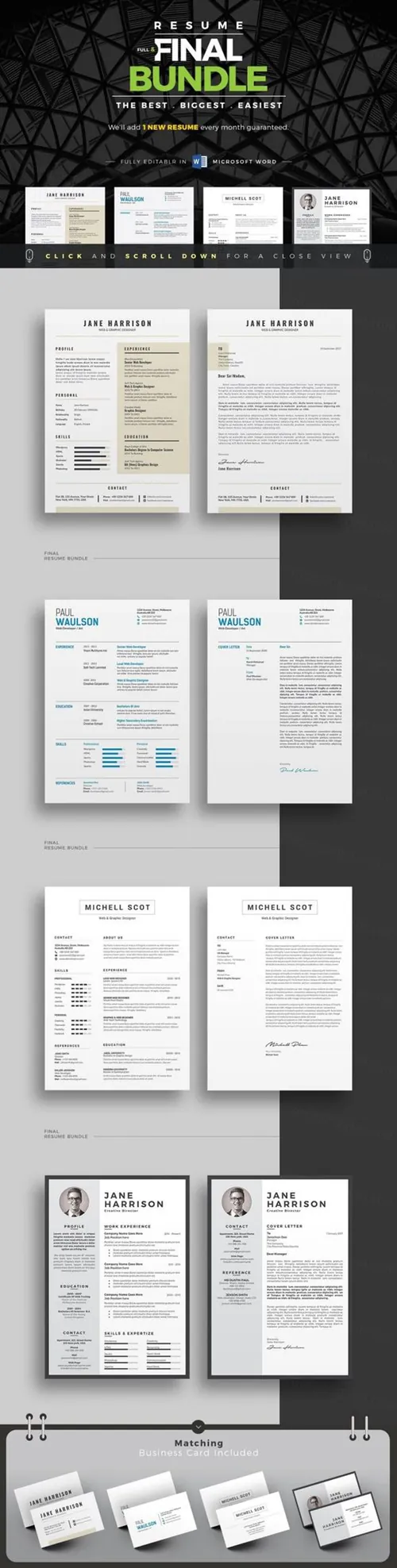 高逼格多职业通用简历模板合集包 Resume/CV Full  Final Bundle