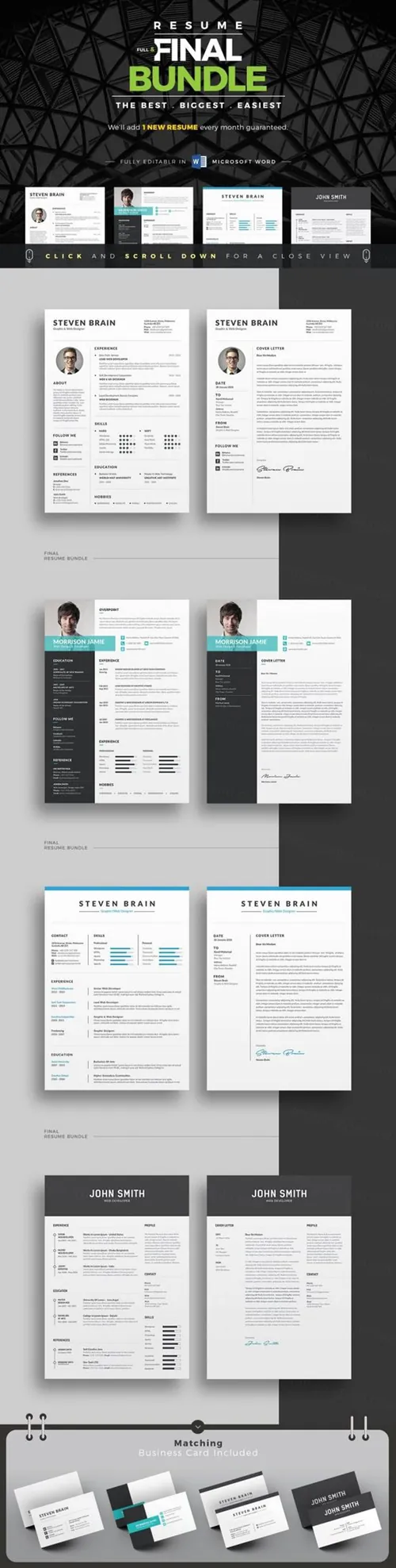 高逼格多职业通用简历模板合集包 Resume/CV Full  Final Bundle
