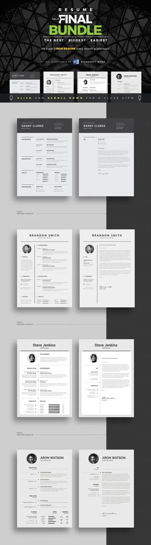 高逼格多职业通用简历模板合集包 Resume/CV Full  Final Bundle