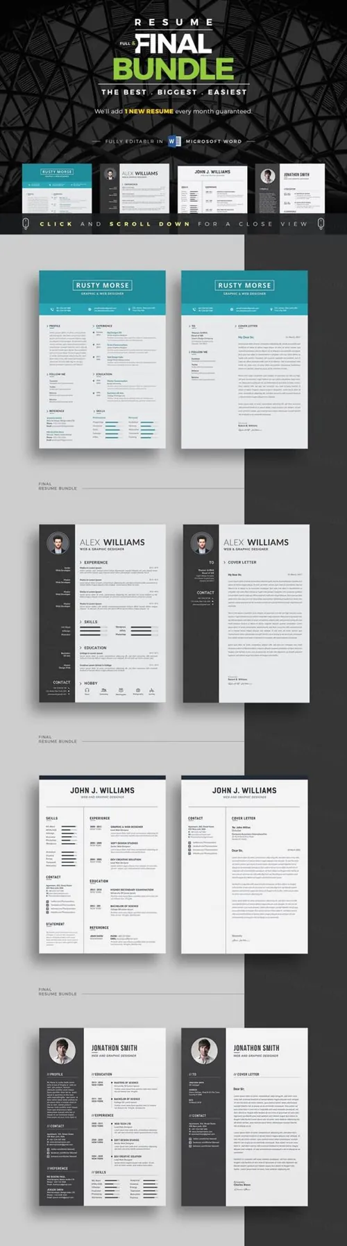 高逼格多职业通用简历模板合集包 Resume/CV Full  Final Bundle