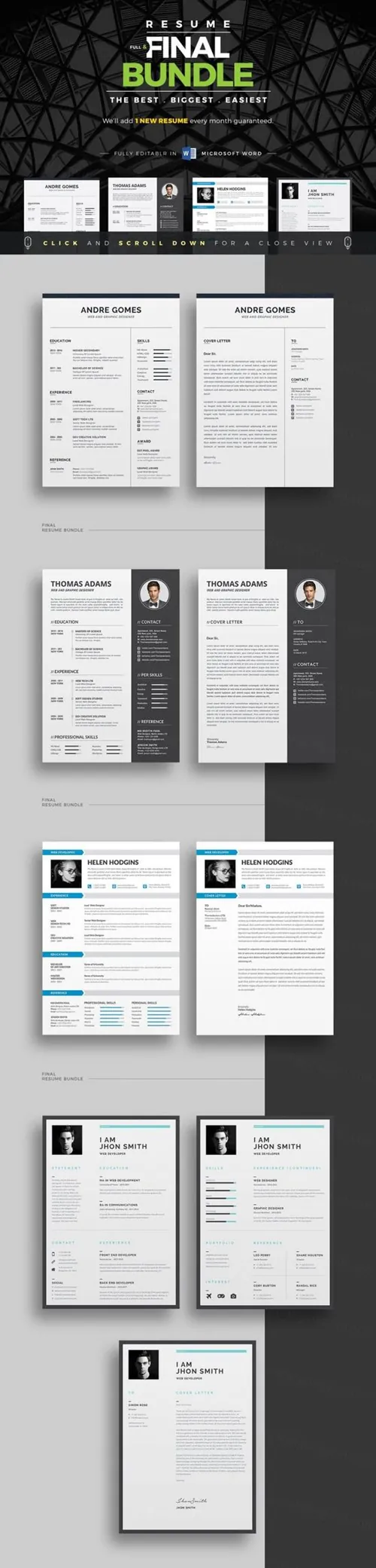 高逼格多职业通用简历模板合集包 Resume/CV Full  Final Bundle