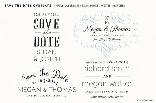 数字计模板Save the Date Overlays - Set