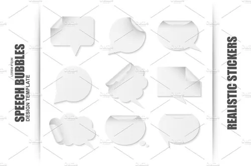 讲话泡影贴纸Blank White Paper Speech Bubbles