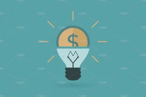 蓝色背景的美元电灯泡矢量插画business idea