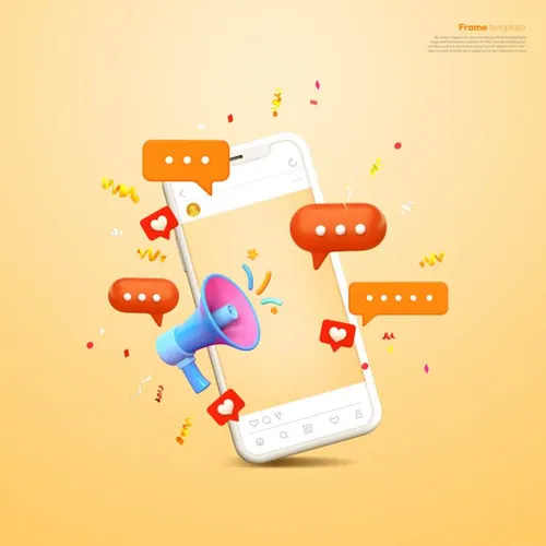SNS社交网络Ins评论点赞留言通讯3D合成样机PSD海报模板