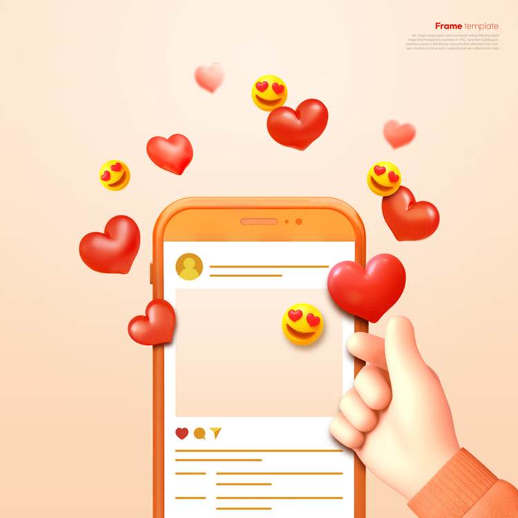 SNS社交网络Ins评论点赞留言通讯3D合成样机PSD海报模板