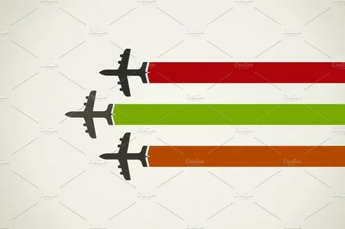 三架飞机一起飞插画设计素材Plane