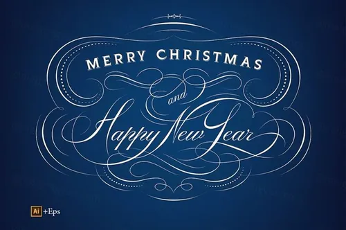 圣诞节新年贺卡设计素材Christmas-amp; New Year Calligraphy