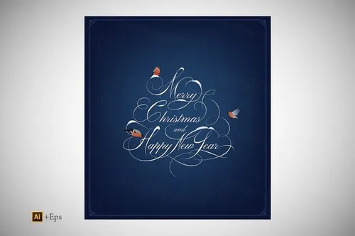 圣诞节新年贺卡设计素材Christmas  New Year Card Lettering.