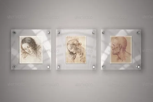 逼真玻璃框艺术海报模型PSD贴图模板Glass Frame for Art - Mock-Up