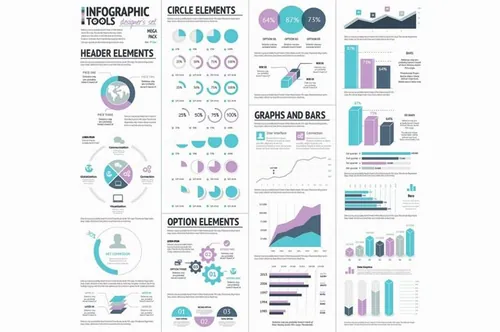 商业信息图表设计素材Huge Infographic Vector Elements Set