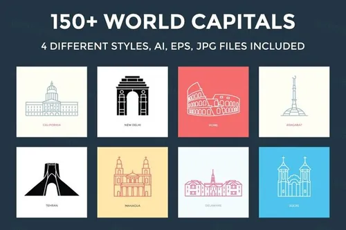 150  World Capitals Illustration