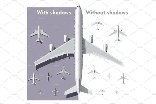 飞机顶视图设计素材Vector overhead view airplanes set