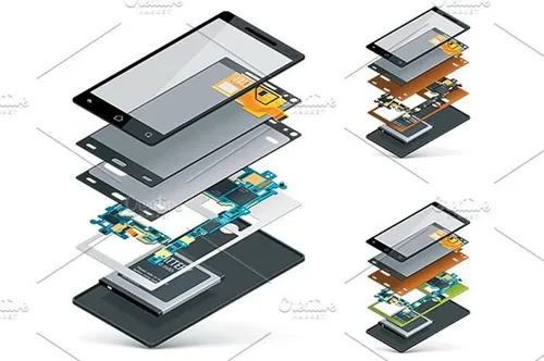 智能手机解剖矢量图像Isometric smartphone cutaway