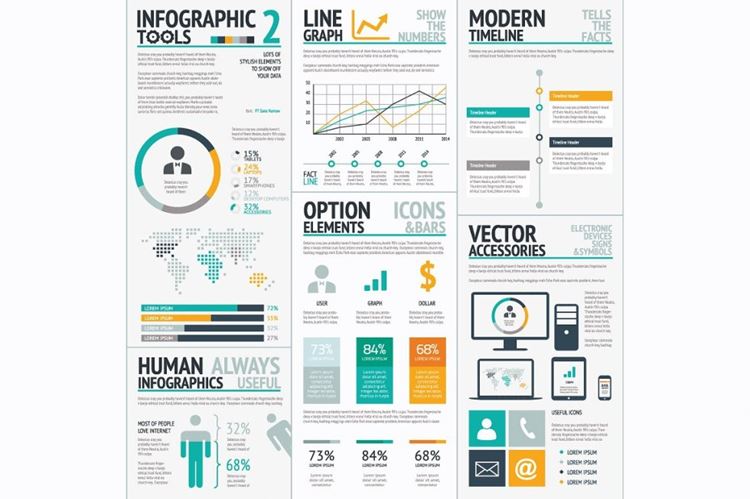 商务信息图标设计素材Infographic tools 2 big vector set