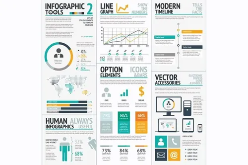 商务信息图标设计素材Infographic tools 2 big vector set