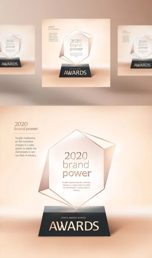 年度擂台品牌奖牌评选颁奖玻璃水晶亚克力奖杯PSD海报素材  Award Winer