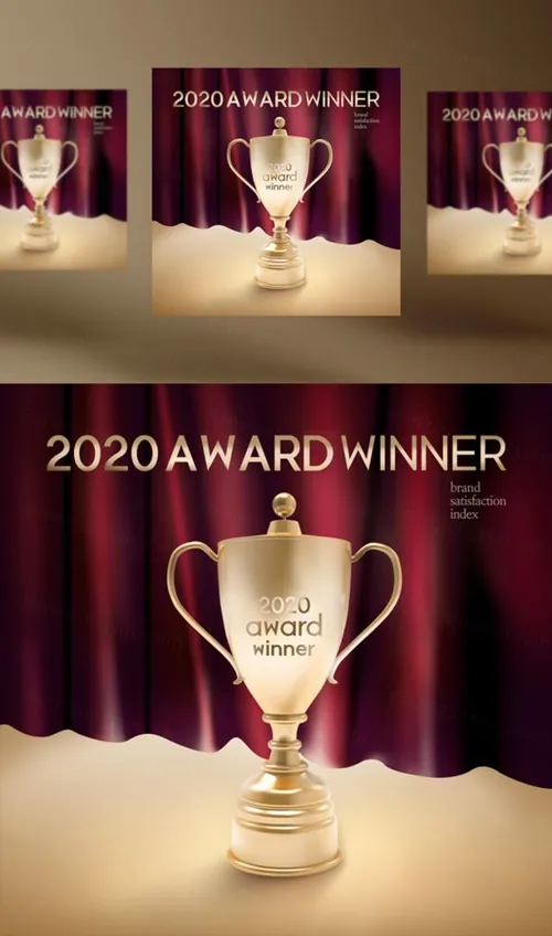 年度擂台品牌奖牌评选颁奖黄金奖杯PSD海报素材  Award Winer